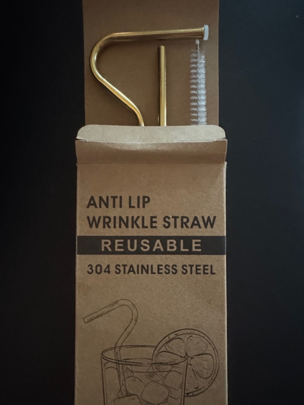 Reusable Gold Stainless Steel Anti-Lip Wrinkle Straw Set